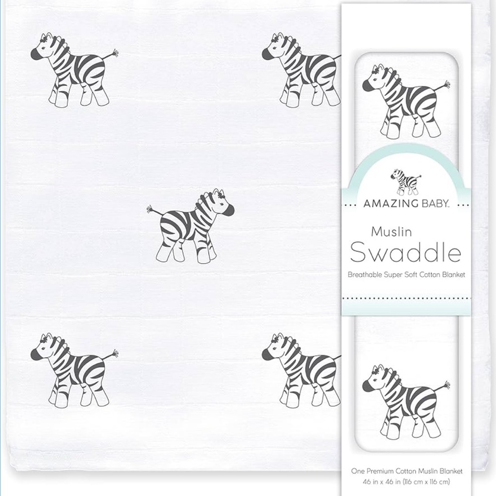 Amazing Baby Zebra Muslin Swaddle Blanket